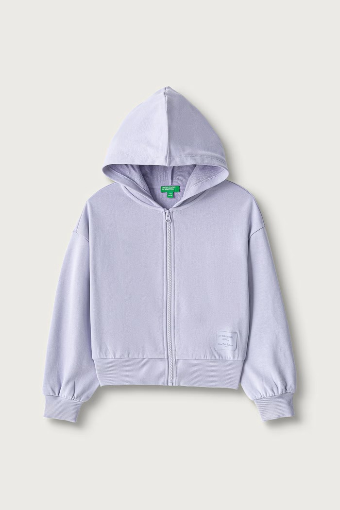 United Colors of Benetton Bluza rozpinana z kapturem dziecięca bawełniana fioletowy 38O3C506C.G.Seasonal