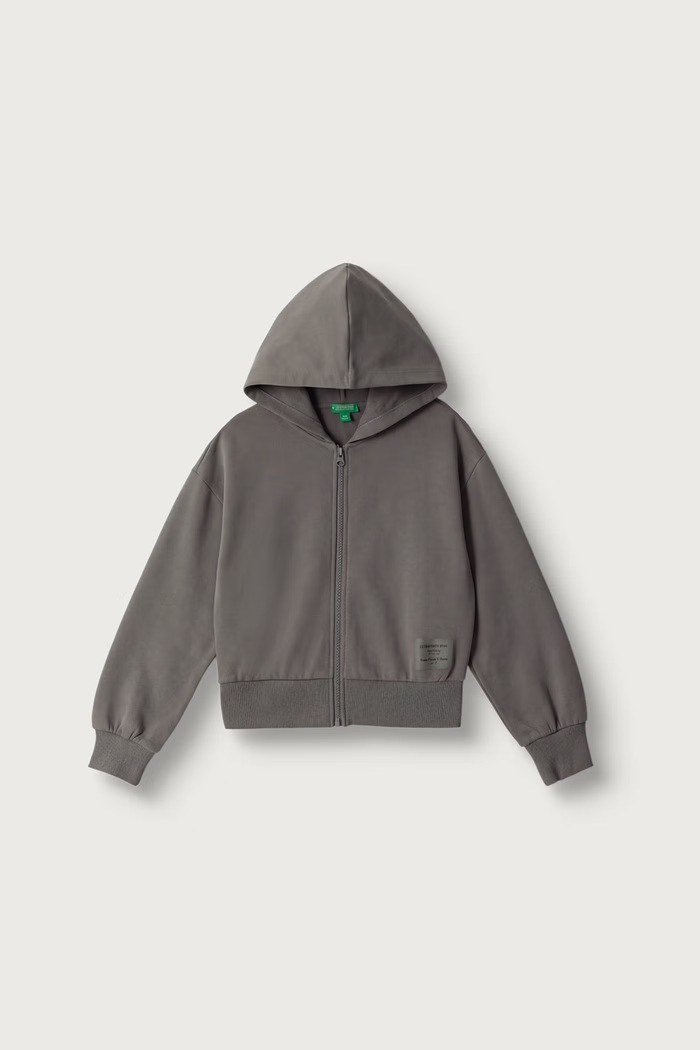 United Colors of Benetton Bluza rozpinana z kapturem dziecięca bawełniana szary 38O3C506C.G.Seasonal