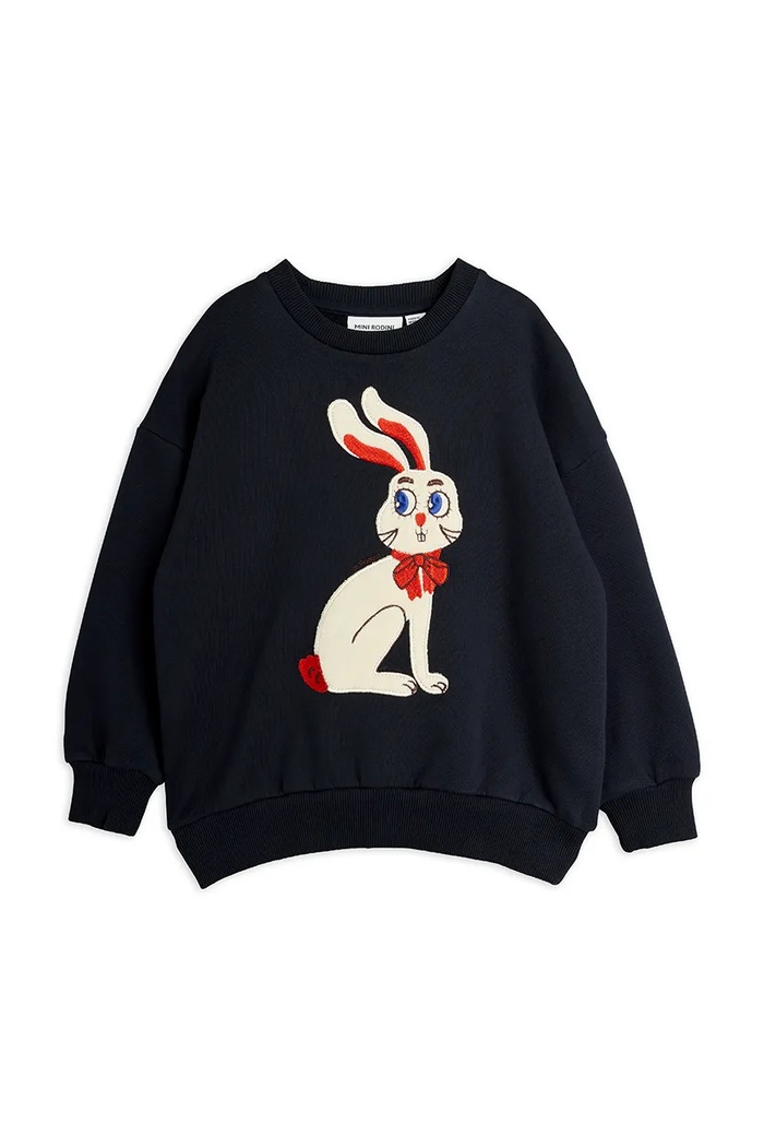 Mini Rodini Bluza dziecięca bawełniana Rabbits czarny 26720102