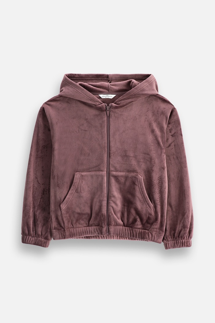 Coccodrillo Bluza rozpinana z kapturem dziecięca welurowa bordowy ZC6133102WGJ