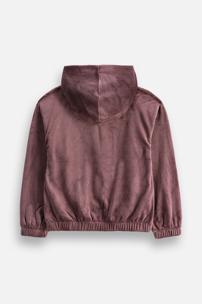 Coccodrillo Bluza rozpinana z kapturem dziecięca welurowa ZC6133102WGJ bordowy AW26