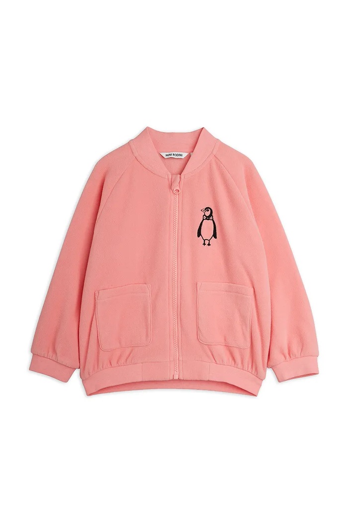 Mini Rodini bluza rozpinana dziecięca polarowa Penguin 11000359 różowy AW26
