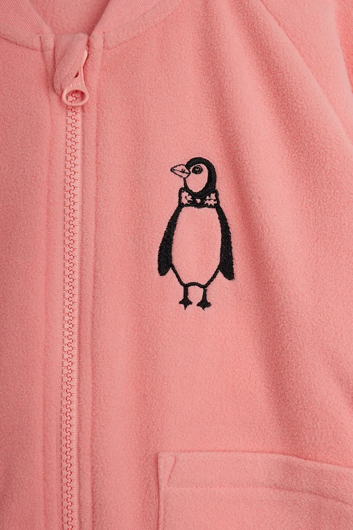 Mini Rodini bluza rozpinana dziecięca polarowa Penguin różowy 11000359