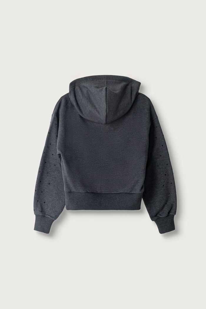 Patrizia Pepe Mikina na zips s kapucňou detská s bavlnou J0059 7M0114 sivá AW26