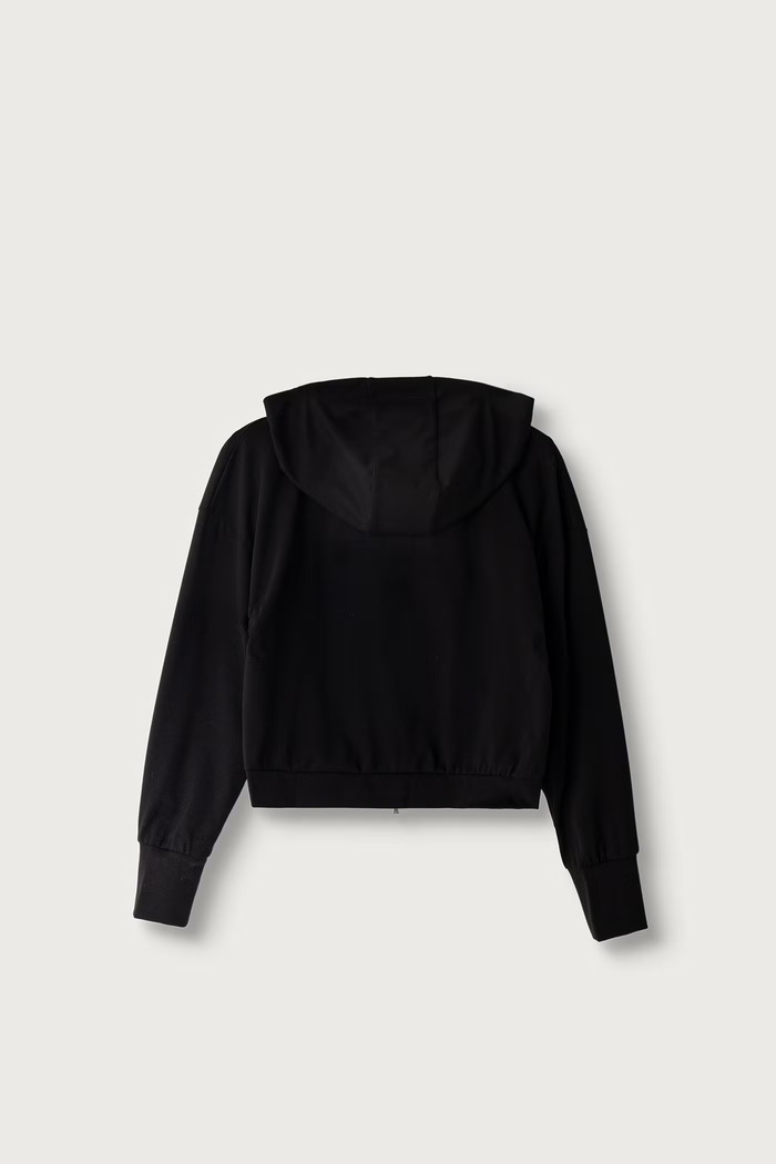 Patrizia Pepe Mikina na zips s kapucňou detská s viskózou A641 7M0035 čierna AW26