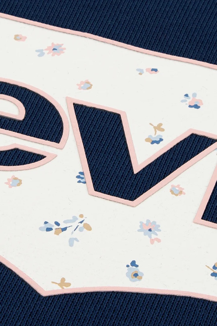 Dziewczynka Levi's bluza dziecięca z bawełną FLORAL BATWING CREW 4ER762 granatowy
