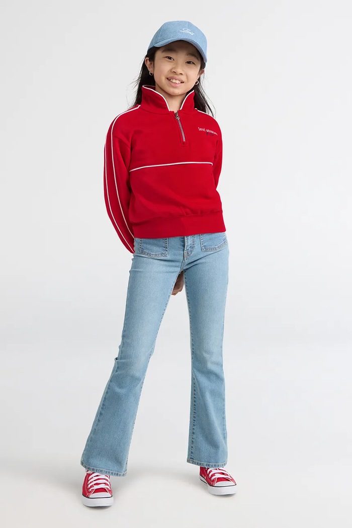 Levi's bluza dziecięca z bawełną MEET AND GREET HALF ZIP 4ER410 czerwony