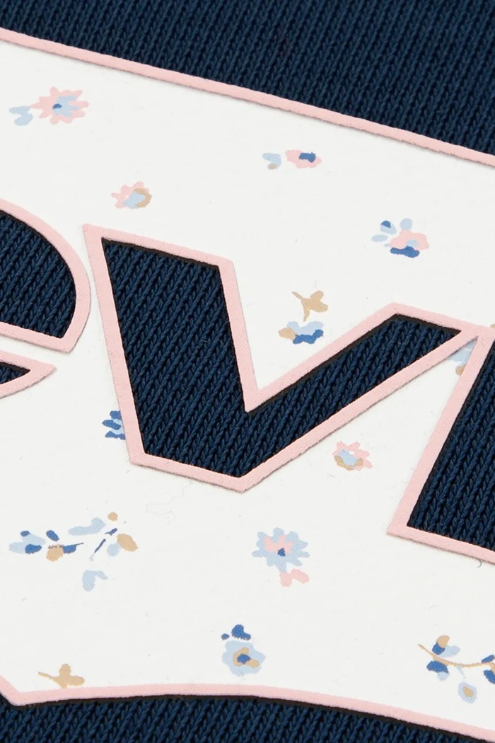 Dziewczynka Levi's bluza dziecięca z bawełną FLORAL BATWING CREW 3ER762 granatowy