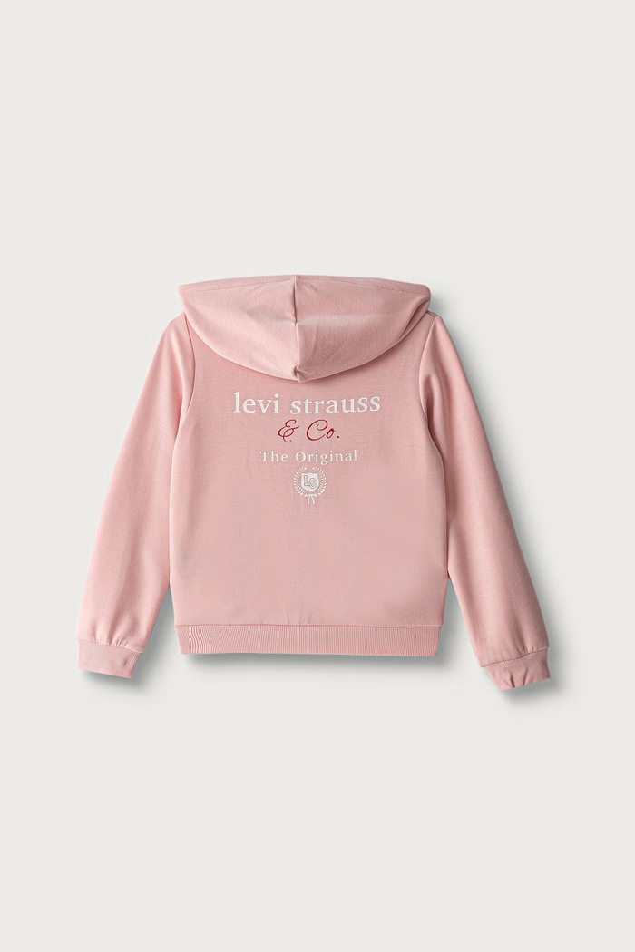 Levi's Bluza rozpinana z kapturem dziecięca z wiskozą MEET AND GREET VARSITY HO 3ER415 różowy AW26