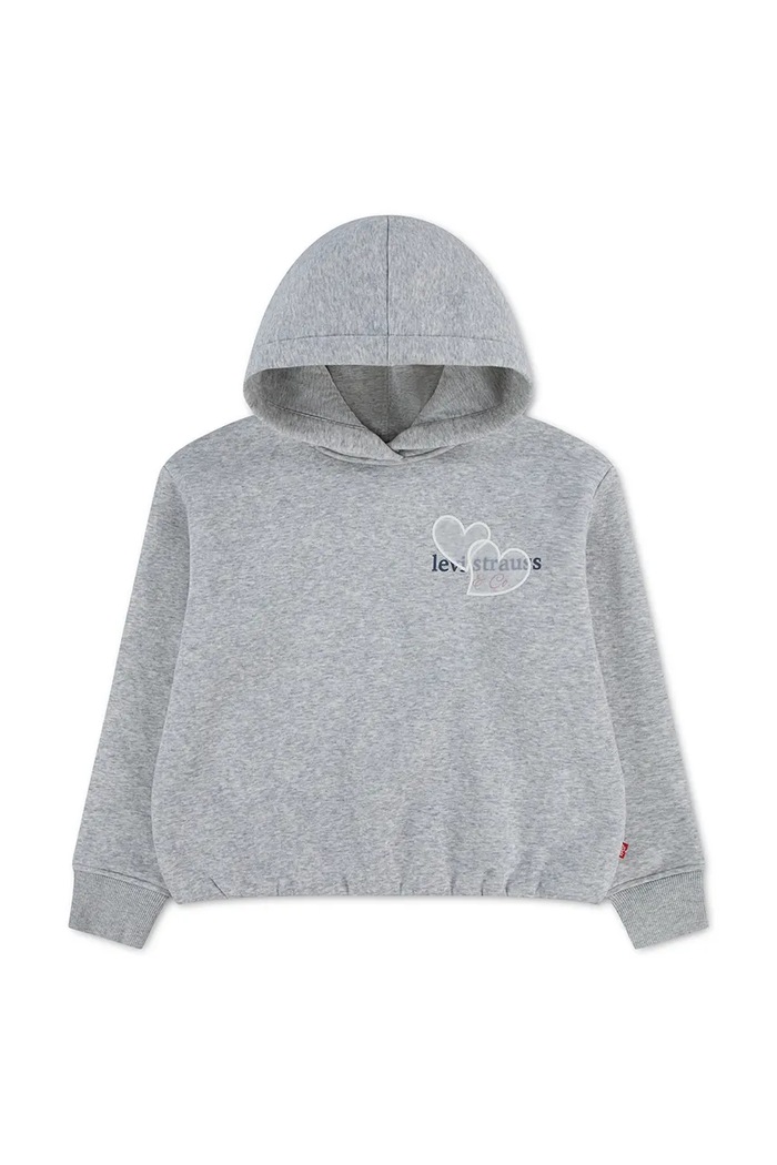 Levi's bluza z kapturem dziecięca z bawełną MEET AND GREET BUBBLE HOOD szary 4ER420
