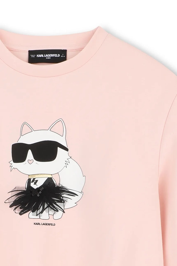 Karl Lagerfeld μπλούζα παιδική με βαμβάκι ροζ Z31318.156.162