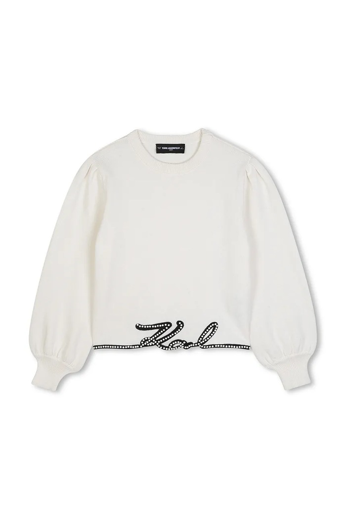 Karl Lagerfeld Bluza dziecięca z dodatkiem kaszmiru Z31324.156.162 beżowy AW26