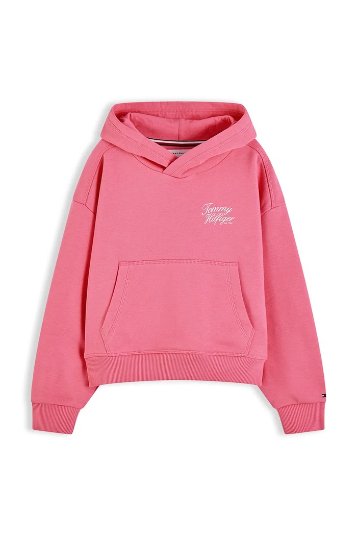 Tommy Hilfiger Bluza z kapturem dziecięca z bawełną KG0KG09570.104.122.9BY2 różowy AW26