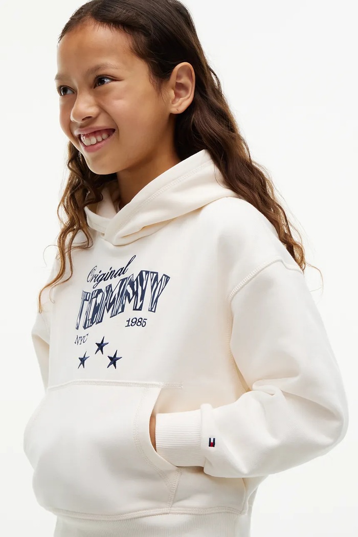 Bluza z kapturem dziecięca bawełniana Tommy Hilfiger biały KG0KG09571.128.176.9BY2