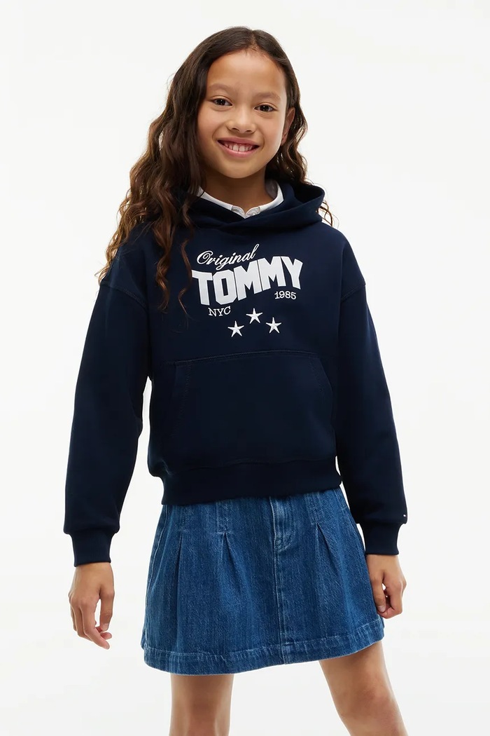 Tommy Hilfiger Bluza z kapturem dziecięca bawełniana granatowy KG0KG09571.128.176.9BY2
