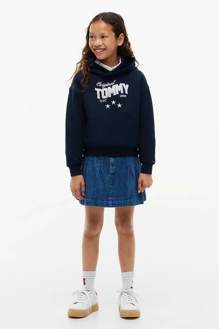 Bluza z kapturem dziecięca bawełniana Tommy Hilfiger KG0KG09571.128.176.9BY2 granatowy