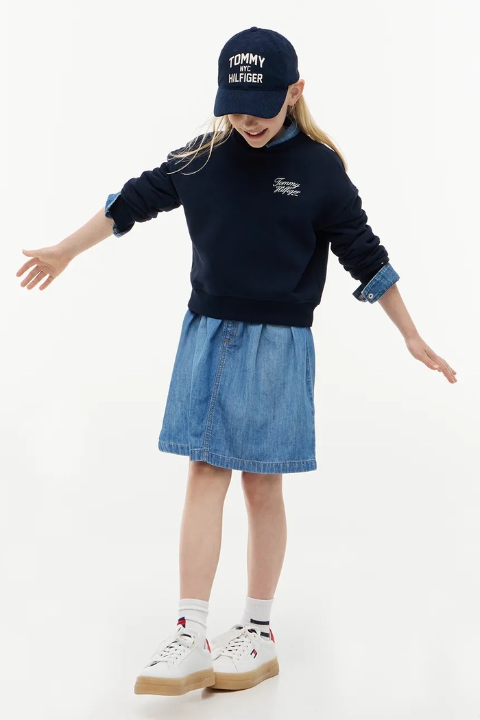 Bluza dziecięca z bawełną Tommy Hilfiger KG0KG09572.128.176.9BY2 granatowy