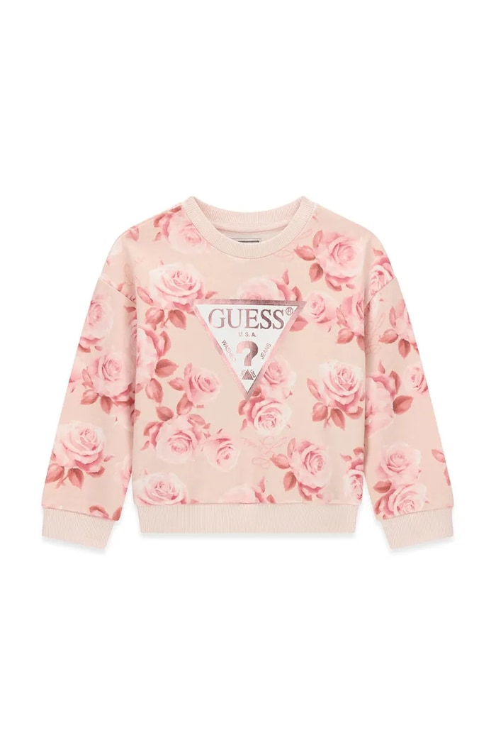 Guess Bluza dziecięca bawełniana różowy K6BQ04.K5896.9BY2