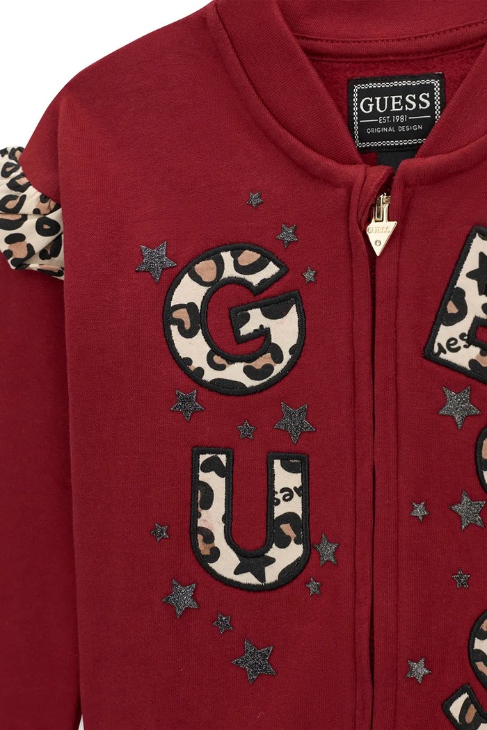 Dziewczynka Guess Bluza rozpinana dziecięca bawełniana K6BQ03.K5895.9BY2 bordowy