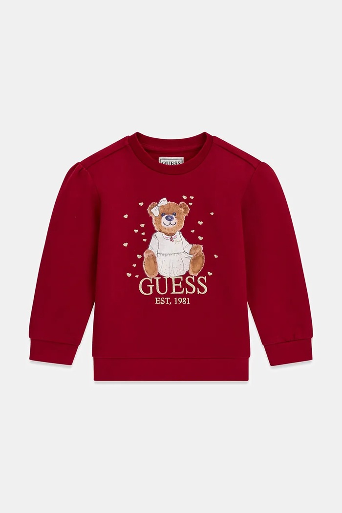 Guess Bluza dziecięca bawełniana bordowy K6BQ02.K5894.9BY2