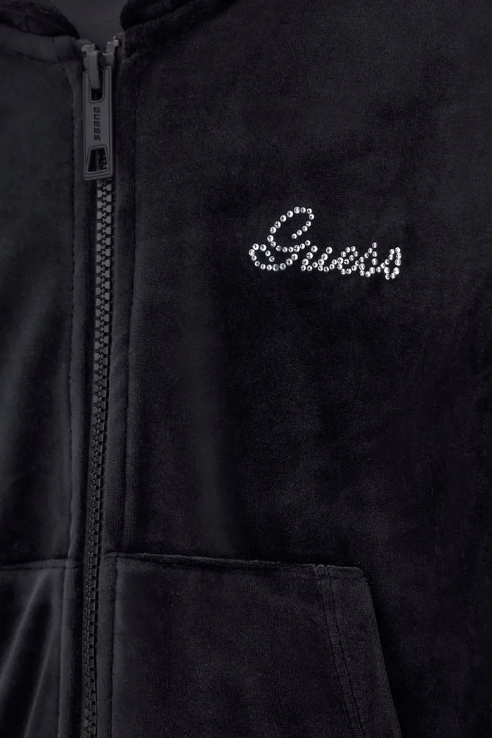Dziewczynka Guess Bluza rozpinana z kapturem dziecięca welurowa J6BQ15.K7263.9BY2 czarny