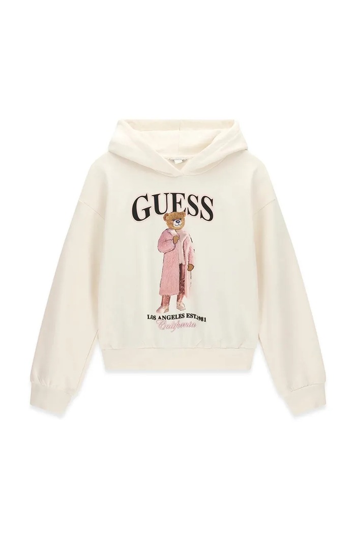 Guess Bluza z kapturem dziecięca bawełniana beżowy J6BQ03.K6086.9BY2