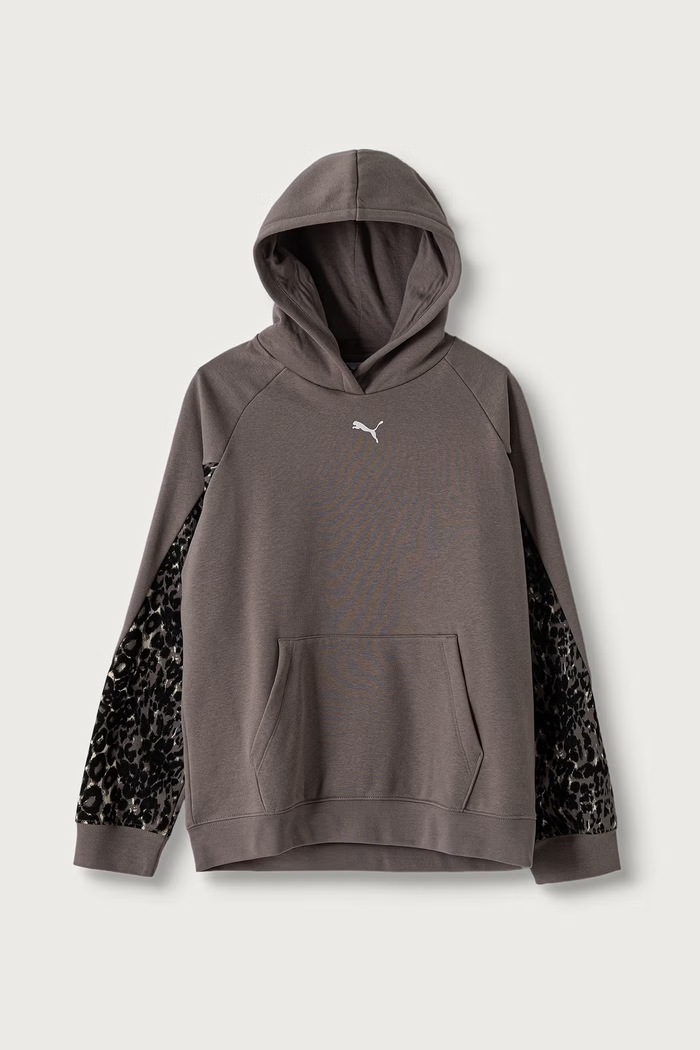 Puma bluza z kapturem dziecięca z bawełną PUMA SPORT ANIMAL Hoodie brązowy 694847.9BY2