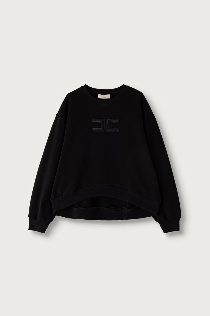 Elisabetta Franchi Суичър за деца от памук черен EFFE185.C.FF017