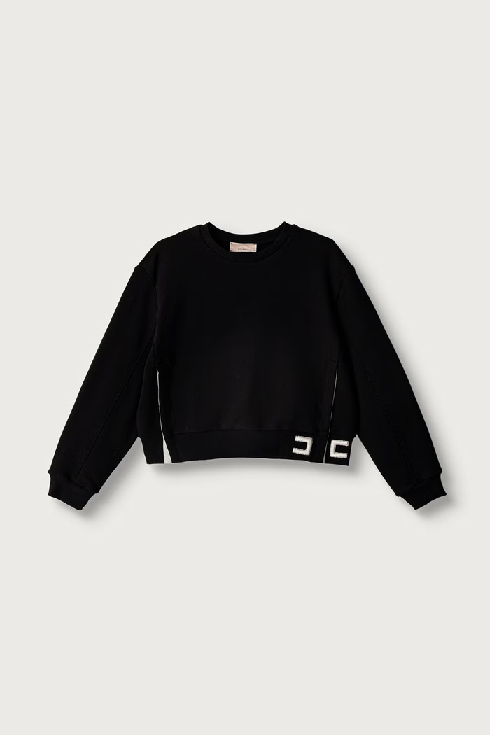 Elisabetta Franchi Bluza oversize dziecięca bawełniana czarny EFFE181.C.FF017