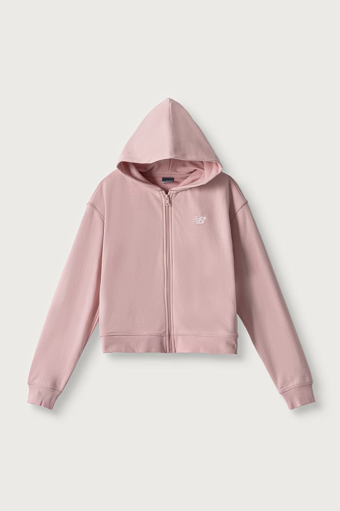 New Balance Bluza rozpinana z kapturem dziecięca z bawełną różowy YT6263S8