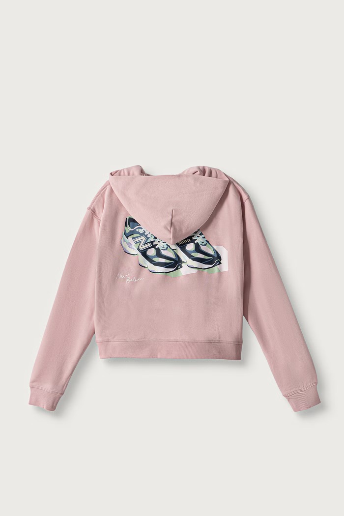 New Balance Bluza rozpinana z kapturem dziecięca z bawełną YT6263S8 różowy AW26