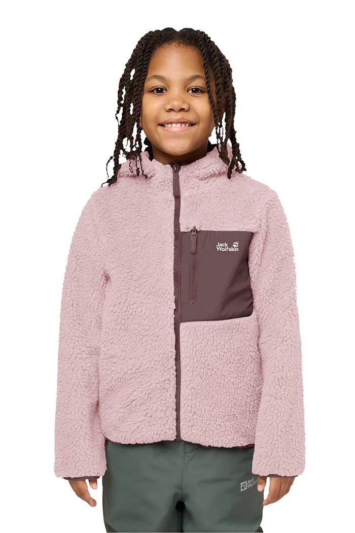 Bluza rozpinana z kapturem dziecięca polarowa ICE CURL Jack Wolfskin różowy 1609232.104.152.9BY2