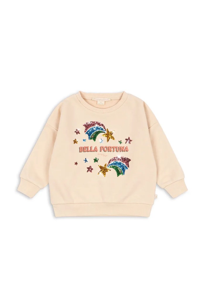 Konges Sløjd μπλούζα παιδική με βαμβάκι LOU SEQUIN SWEAT SHIRT GOTS μπεζ KS106104.9BY2