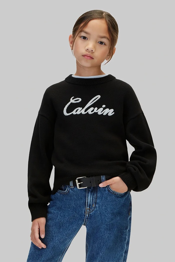 Calvin Klein Jeans Sweter dziecięcy bawełniany czarny LVCKFJF11G.9BY2