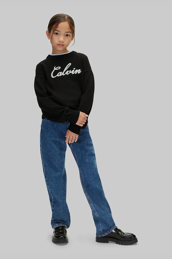 Dziewczynka Calvin Klein Jeans Sweter dziecięcy bawełniany LVCKFJF11G.9BY2 czarny