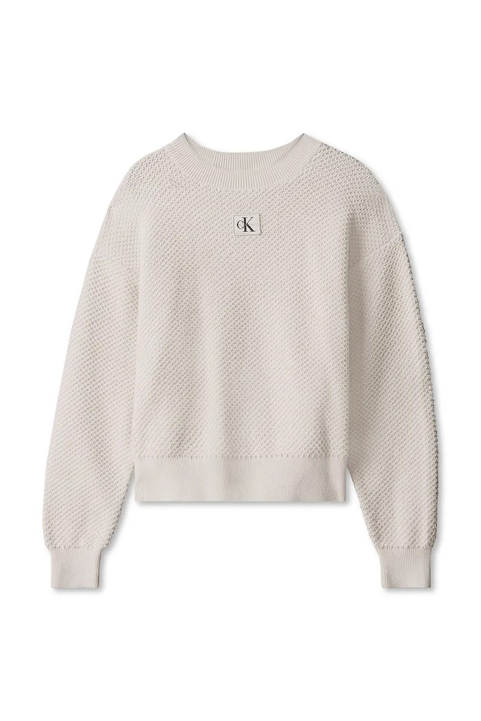 Calvin Klein Jeans Sweter dziecięcy bawełniany LVCKFJF08G.9BY2 beżowy AW26