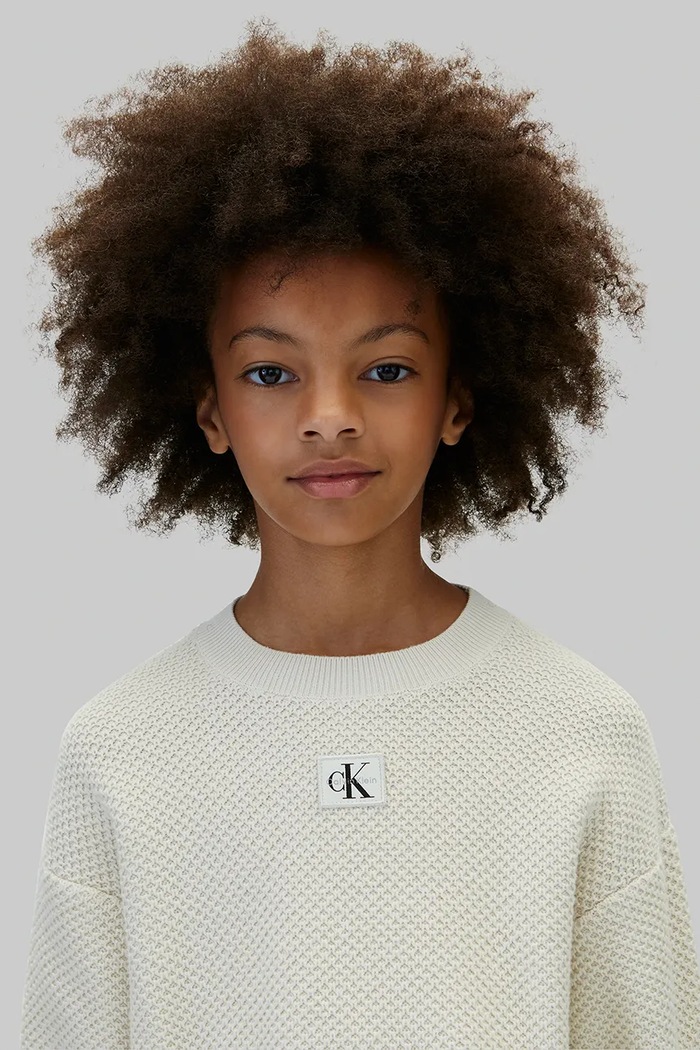 Sweter dziecięcy bawełniany Calvin Klein Jeans beżowy LVCKFJF08G.9BY2