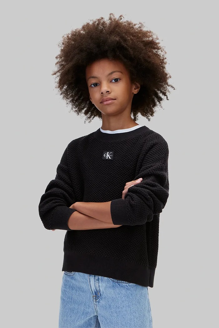 Calvin Klein Jeans Svetr dětský bavlněný černá LVCKFJF08G.9BY2