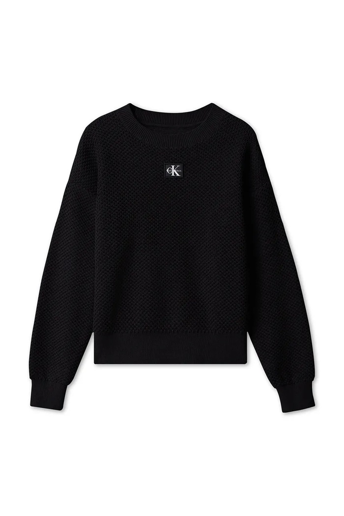 Calvin Klein Jeans Sweter dziecięcy bawełniany czarny LVCKFJF08G.9BY2