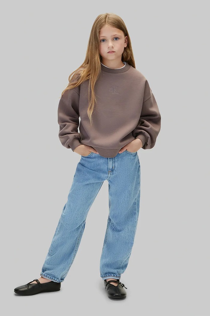 Dziewczynka Calvin Klein Jeans Bluza dziecięca z bawełną LVCKFJB10G.9BY2 brązowy