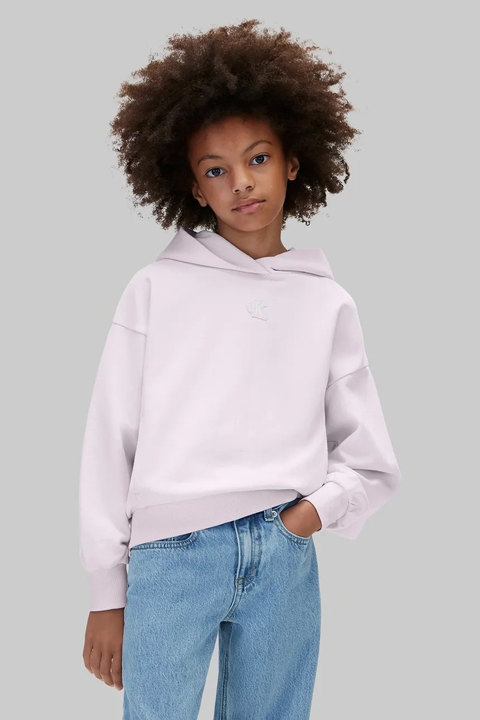 Calvin Klein Jeans bluza z kapturem dziecięca bawełniana fioletowy LVCKFJB42G.104.116.9BY2