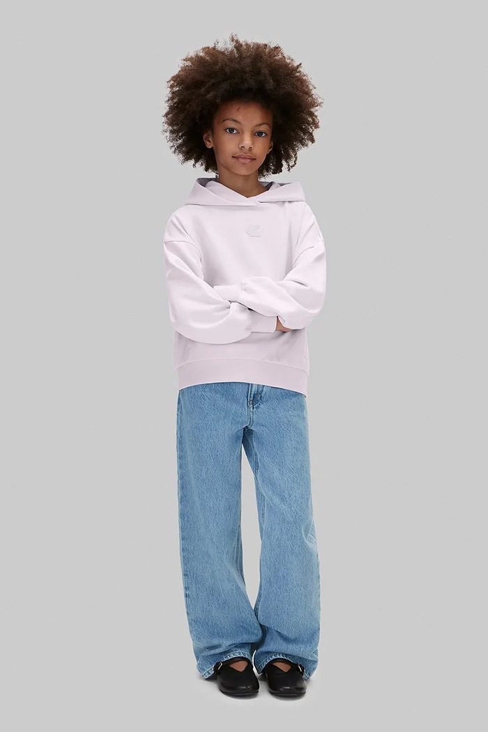 Dziewczynka Calvin Klein Jeans bluza z kapturem dziecięca bawełniana LVCKFJB42G.104.116.9BY2 fioletowy