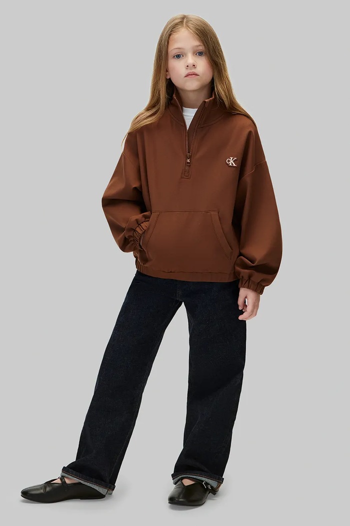 Dziewczynka Calvin Klein Jeans Bluza dziecięca z wiskozą LVCKFJB52G.9BY2 brązowy