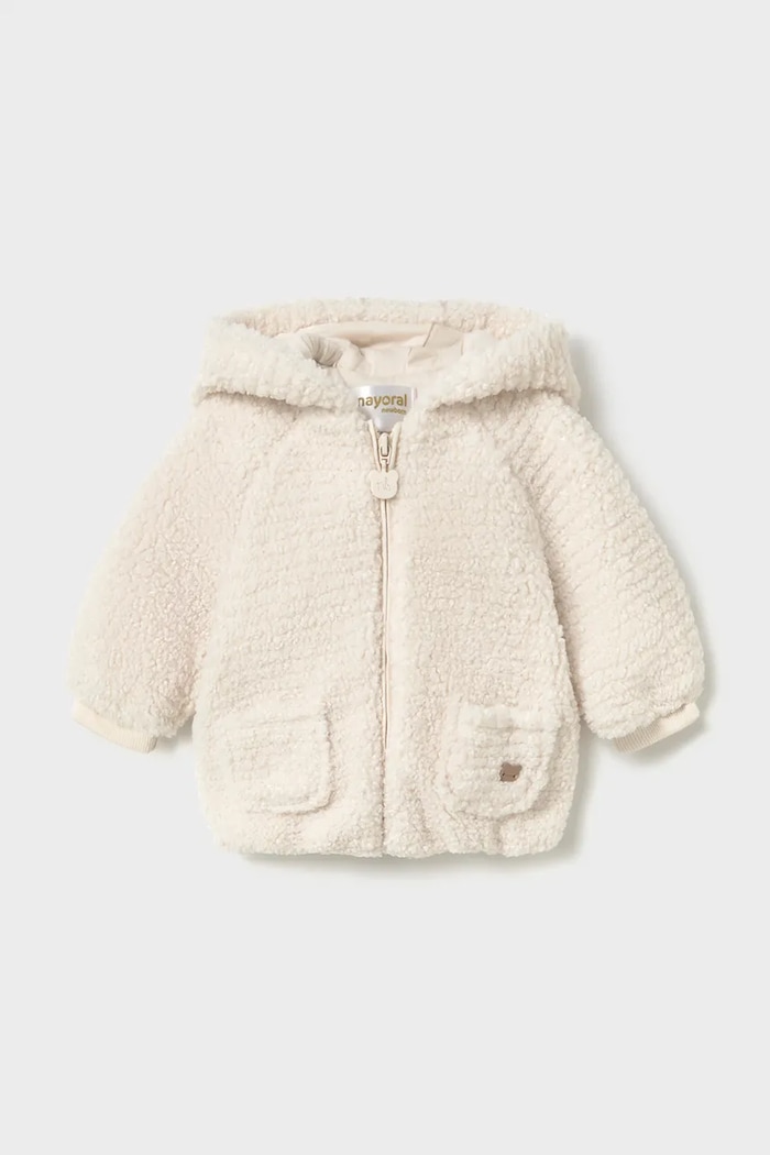 Mayoral Newborn Felpa con cerniera e cappuccio per neonati bianco 2408.2T.Newborn.9BY2