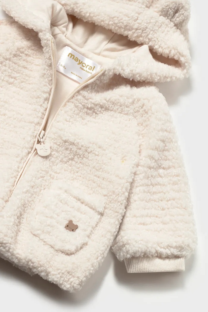 BIMBA Mayoral Newborn Felpa con cerniera e cappuccio per neonati 2408.2T.Newborn.9BY2 bianco