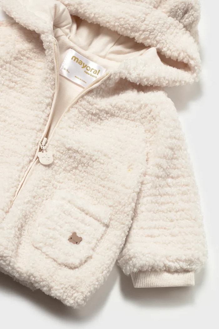 BIMBA Mayoral Newborn Felpa con cerniera e cappuccio per neonati 2408.2T.Newborn.9BY2 bianco