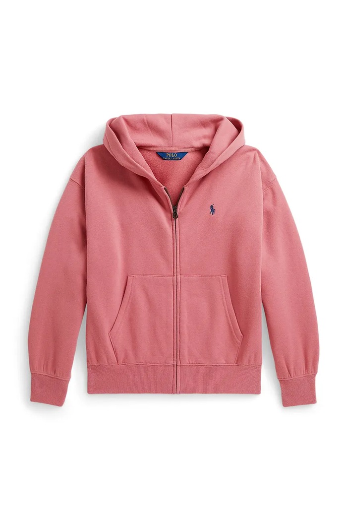 Polo Ralph Lauren dukserica na zakopčavanje sa kapuljačom za djecu s pamukom 313950936501 roza AW26