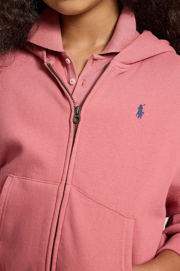 Polo Ralph Lauren dukserica na zakopčavanje sa kapuljačom za djecu s pamukom 313950936501 roza