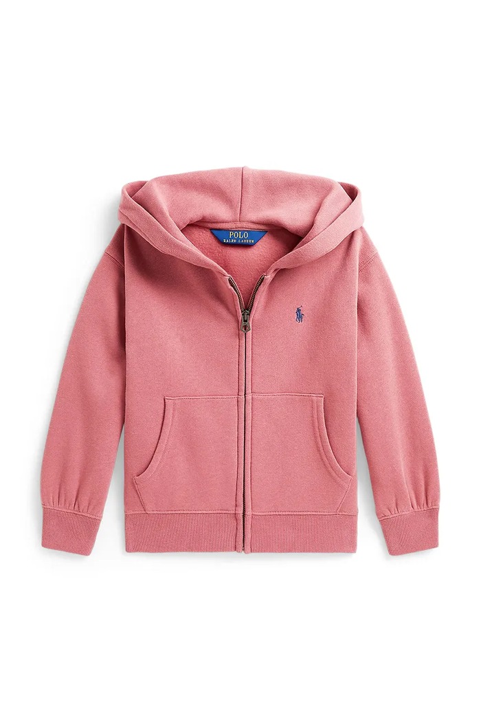 Polo Ralph Lauren dukserica na zakopčavanje sa kapuljačom za djecu s pamukom 312950936501 roza AW26
