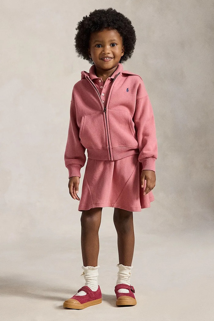 Polo Ralph Lauren dukserica na zakopčavanje sa kapuljačom za djecu s pamukom roza 312950936501